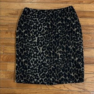 Talbots Black and Tan Leopard Print Pencil Skirt